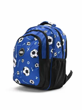 26FKE0075-0423-2 Dorko ergonomic iskolatáska, kék, focilabdás oldalnézet