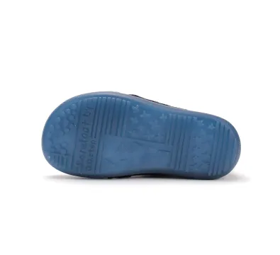 D.D.Step kislány barefoot átmeneti bőrcipő kék unikornis mintás, talp