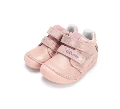 D.D.Step kislány első lépés barefoot cipő- champagne/pezsgő, szivecske mintás, pár