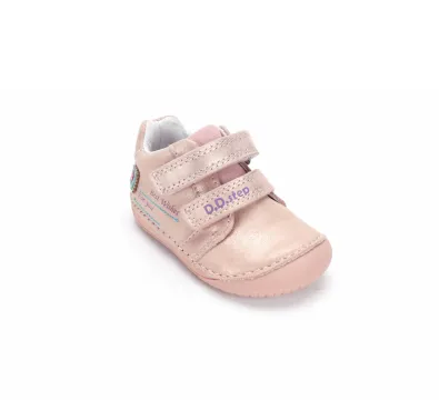 D.D.Step kislány első lépés barefoot cipő- champagne/pezsgő, szivecske mintás, jobb